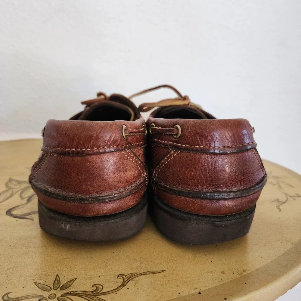 Gokey Brown Leather Boat Shoes Moccasins Vibram Sole Preppy Quiet Luxury